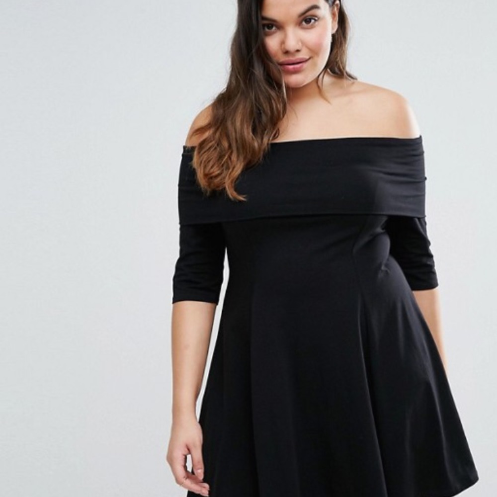 ASOS Curve Quarter Sleeve Mini Bardot Dress